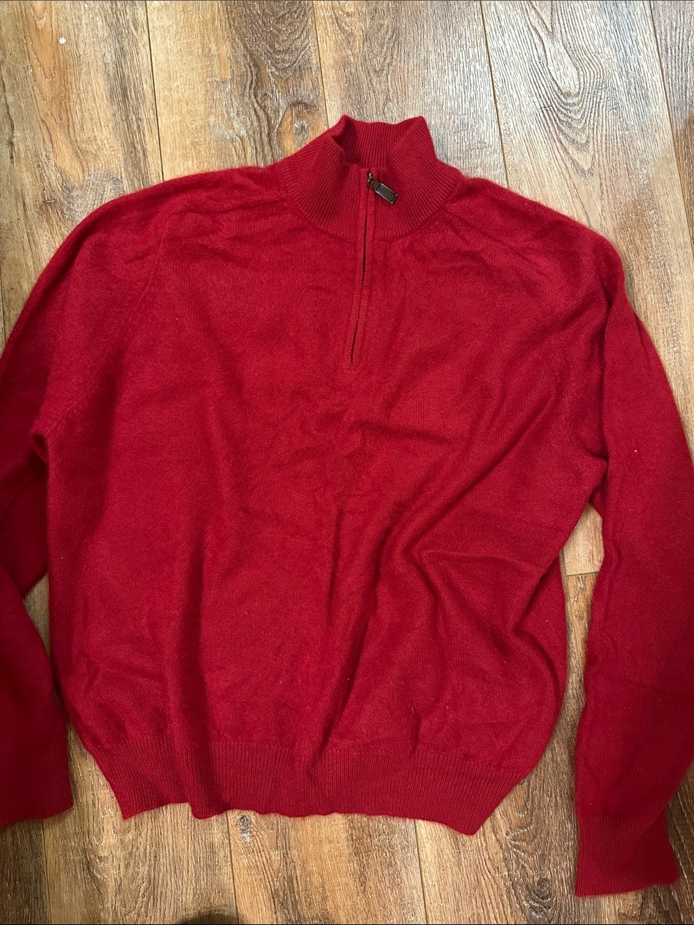 John Ashford Men's Crimson Zip-Neck Cashmere Sweater size XL